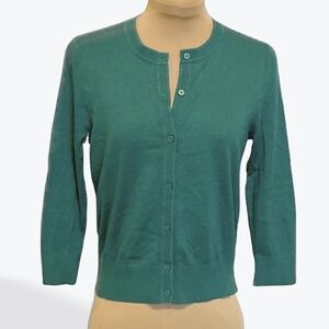 Banana Republic Teal Green Button Up Cardigan Sweater XS 3/4 Sleeve